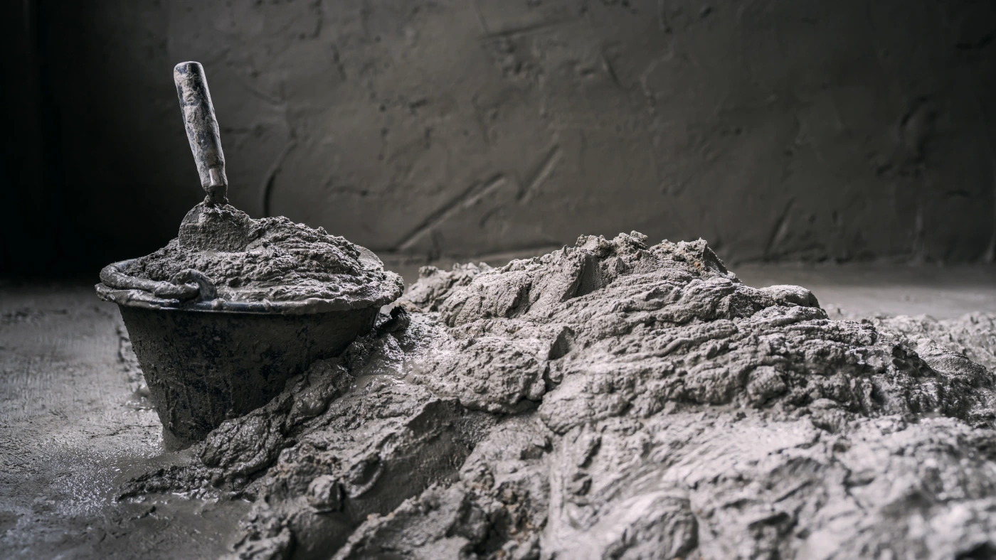 pile of cement on floor