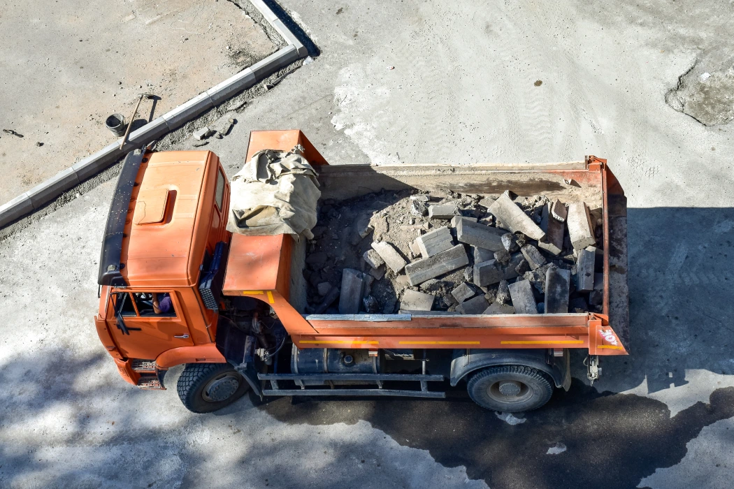 Contractor dropping off concrete waste for recycling in Al Quoz, Dubai