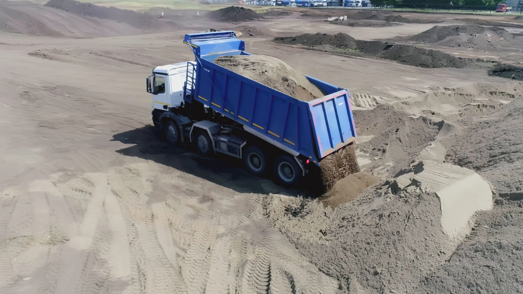 Sand transport by tipper trailer in Dubai